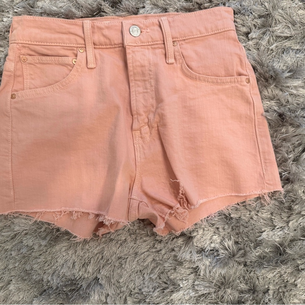 MOTHER Peach Cutoff Denim Shorts